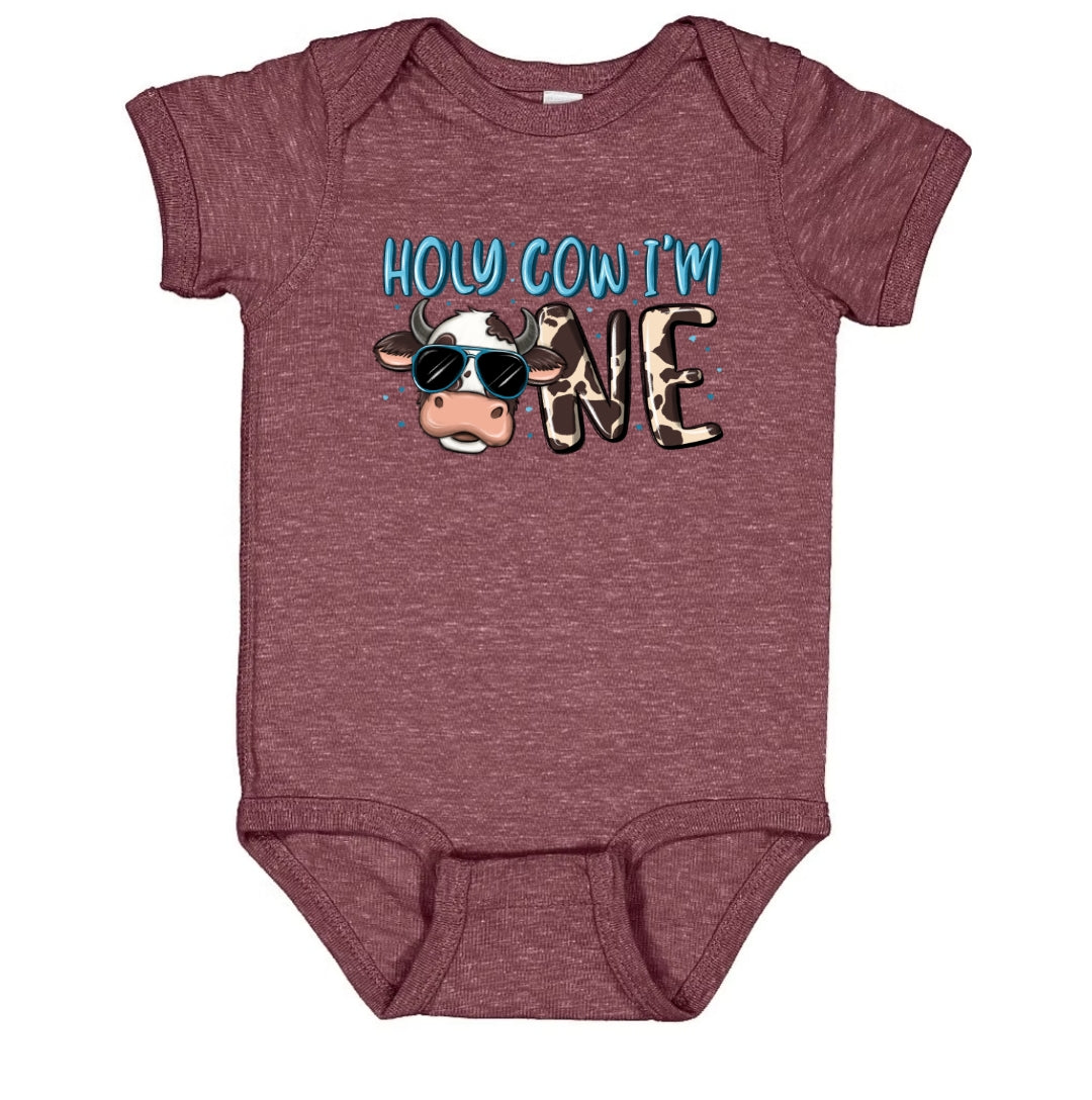 "Holy Cow I'm One" onesie