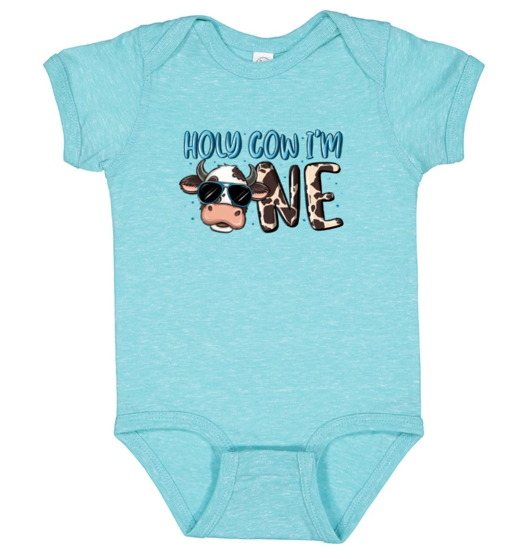 "Holy Cow I'm One" onesie