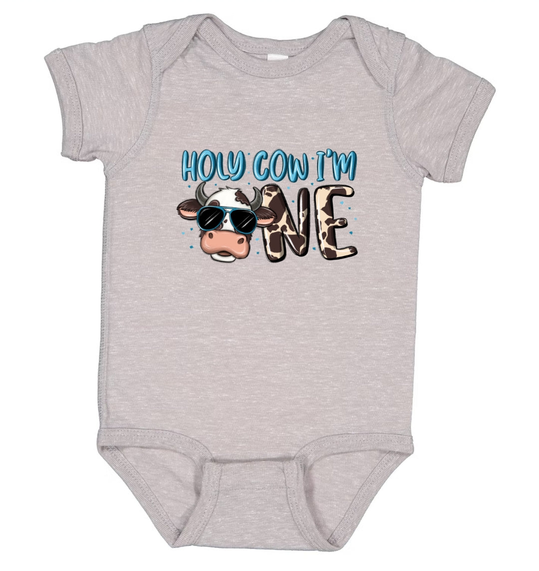 "Holy Cow I'm One" onesie