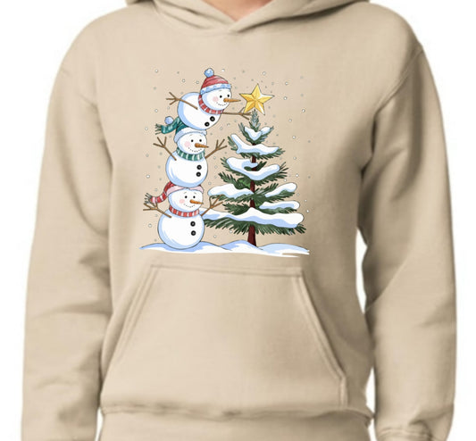 Christmas Snowman Top avail in Black or Beige ~ Hooded Sweatshirt, Crew or T-Shirt