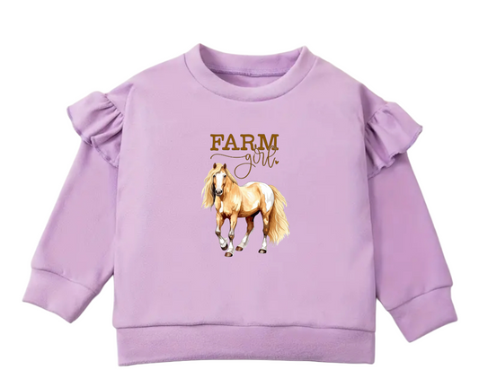 Farm Girl Purple Crewneck Flutter Sleeve