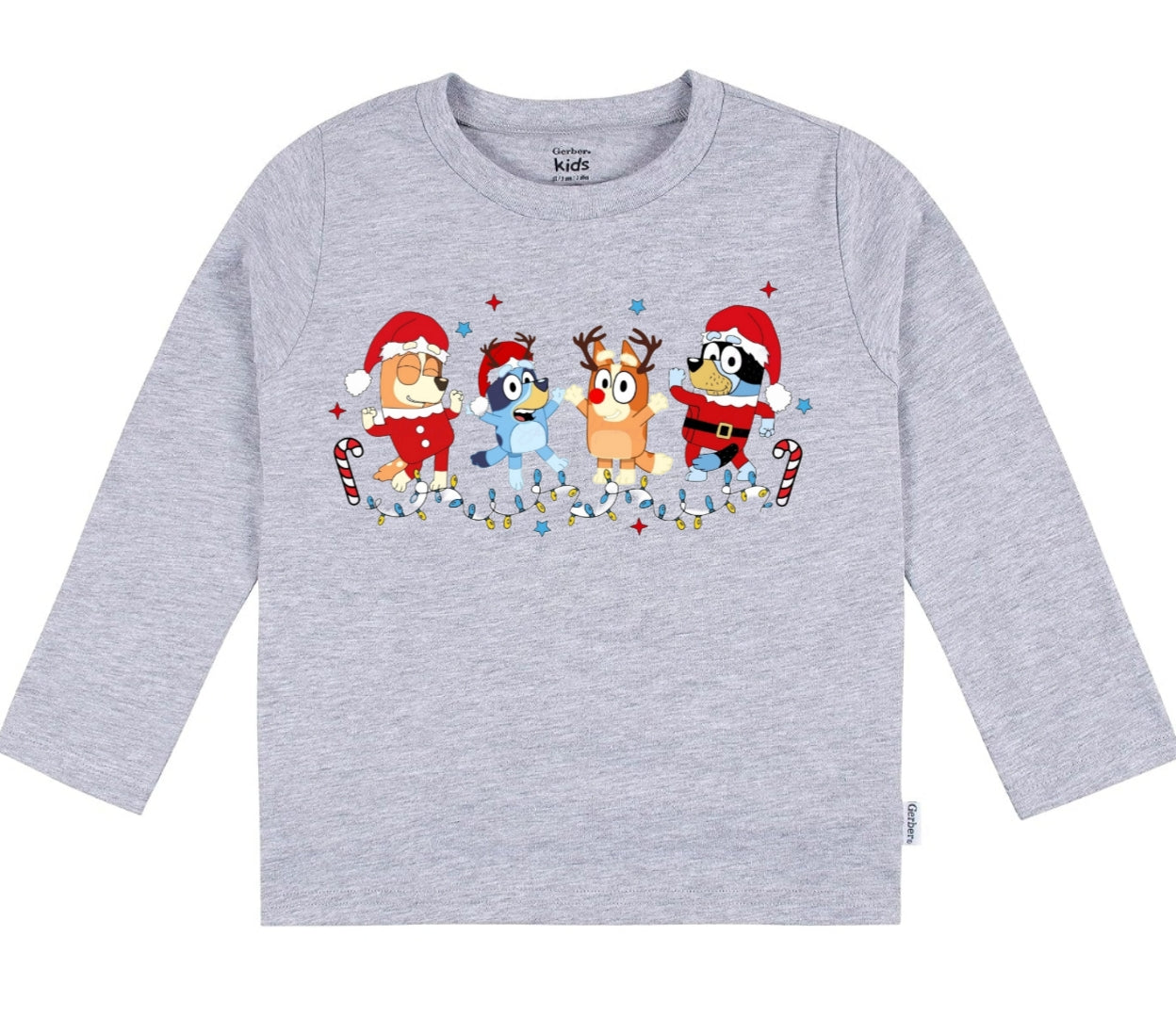 Bluey Christmas Grey Longsleeve Kids & Adult Sizing