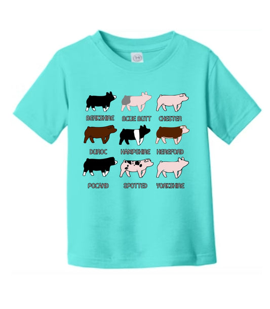 Pig Breeds T-shirt / Longsleeve Toddler, Youth ,Adult