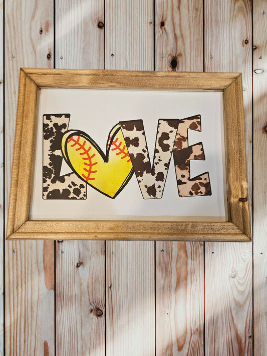 Softball Love Framed Decor - cow print