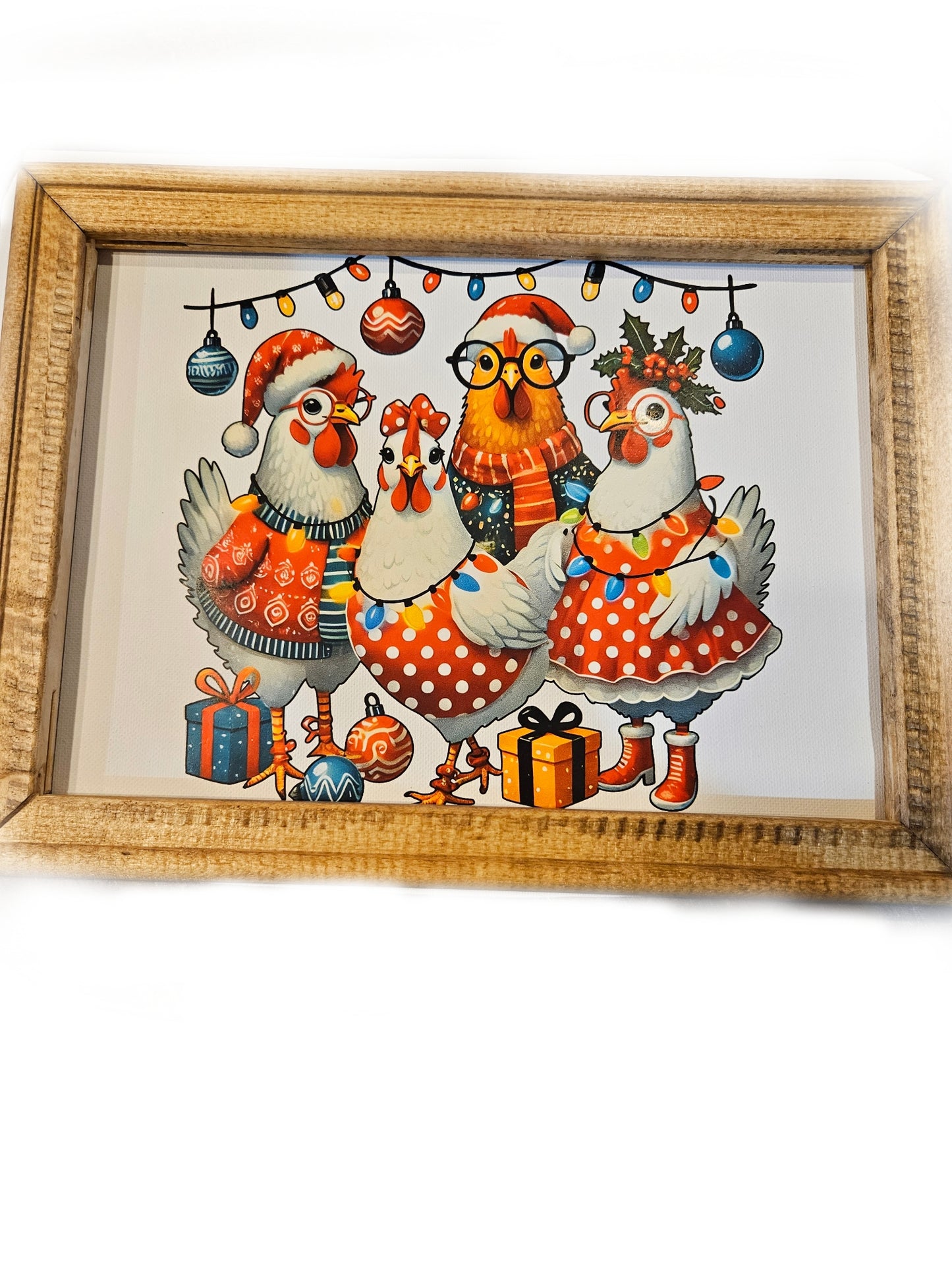 Christmas Chicken Framed Decor