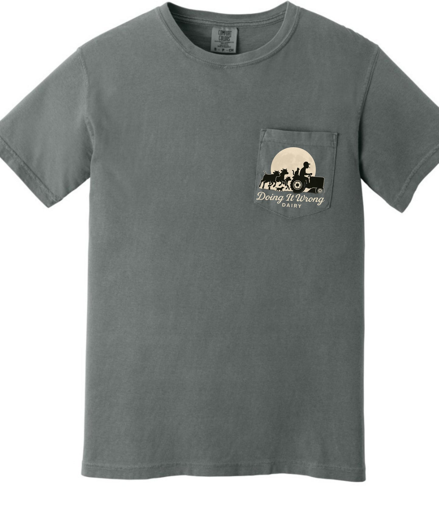 Doing It Wrong Dairy Pocket T-Shirt, Dottie back