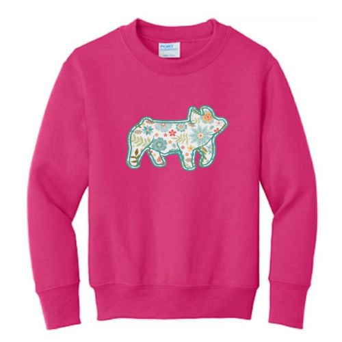 Floral Pig Crewneck-Youth