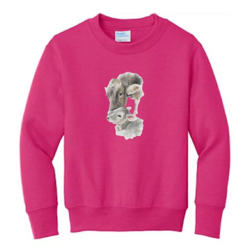 Brown Swiss Cow & Calf Crewneck- Youth