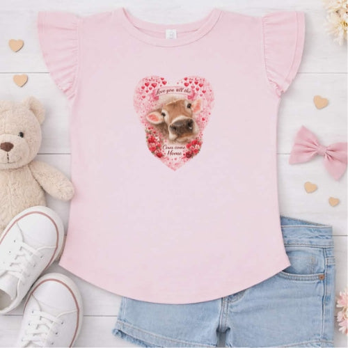 Swiss Cow Love Flutter Sleeve T-Shirt