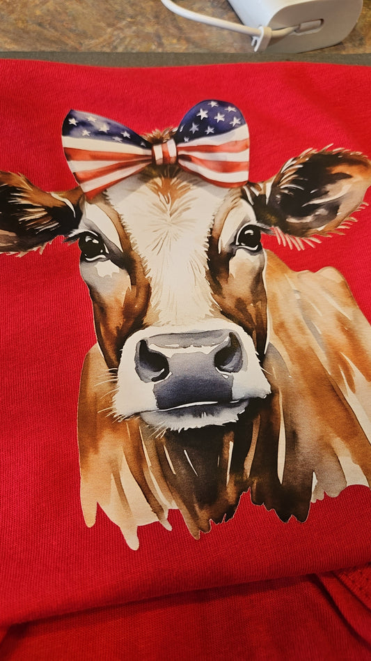 Women's Cow Patriotic Tank