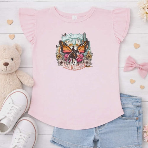 Wild Flowers Wild Horses Flutter Sleeve T-Shirt