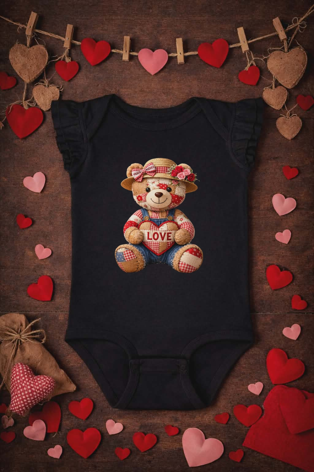 Love Quilt Teddy Bear Onesie