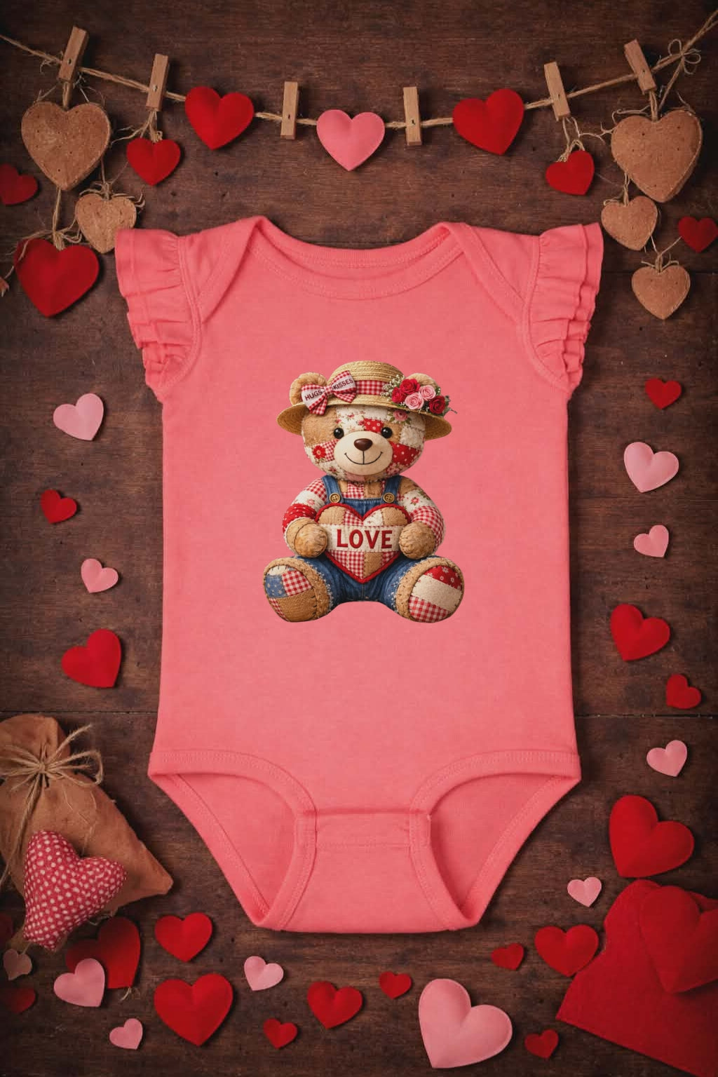 Love Quilt Teddy Bear Onesie
