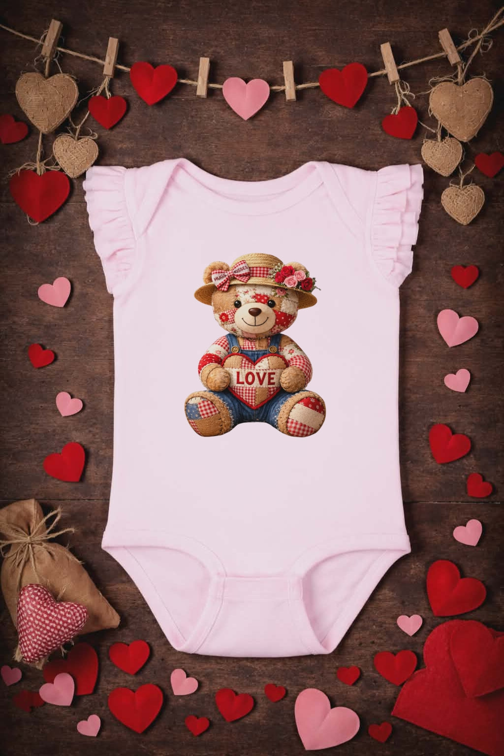 Love Quilt Teddy Bear Onesie