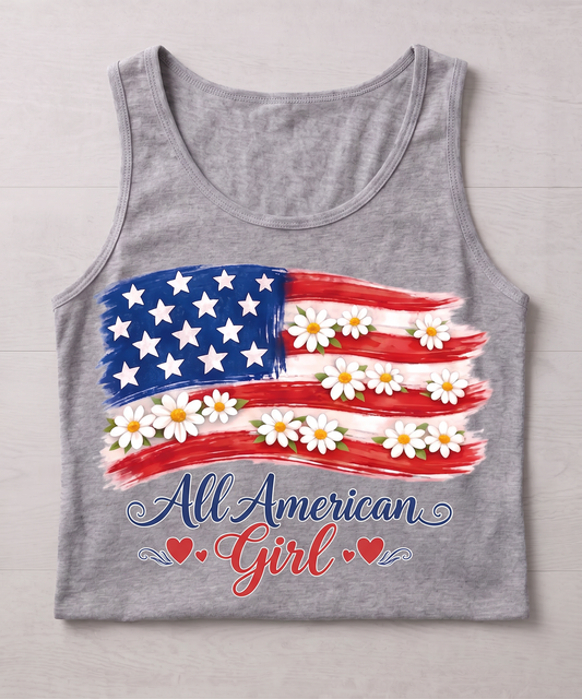 4th of July Top American Flag T-Shirt or Tank - ALL AMERICAN GIRL