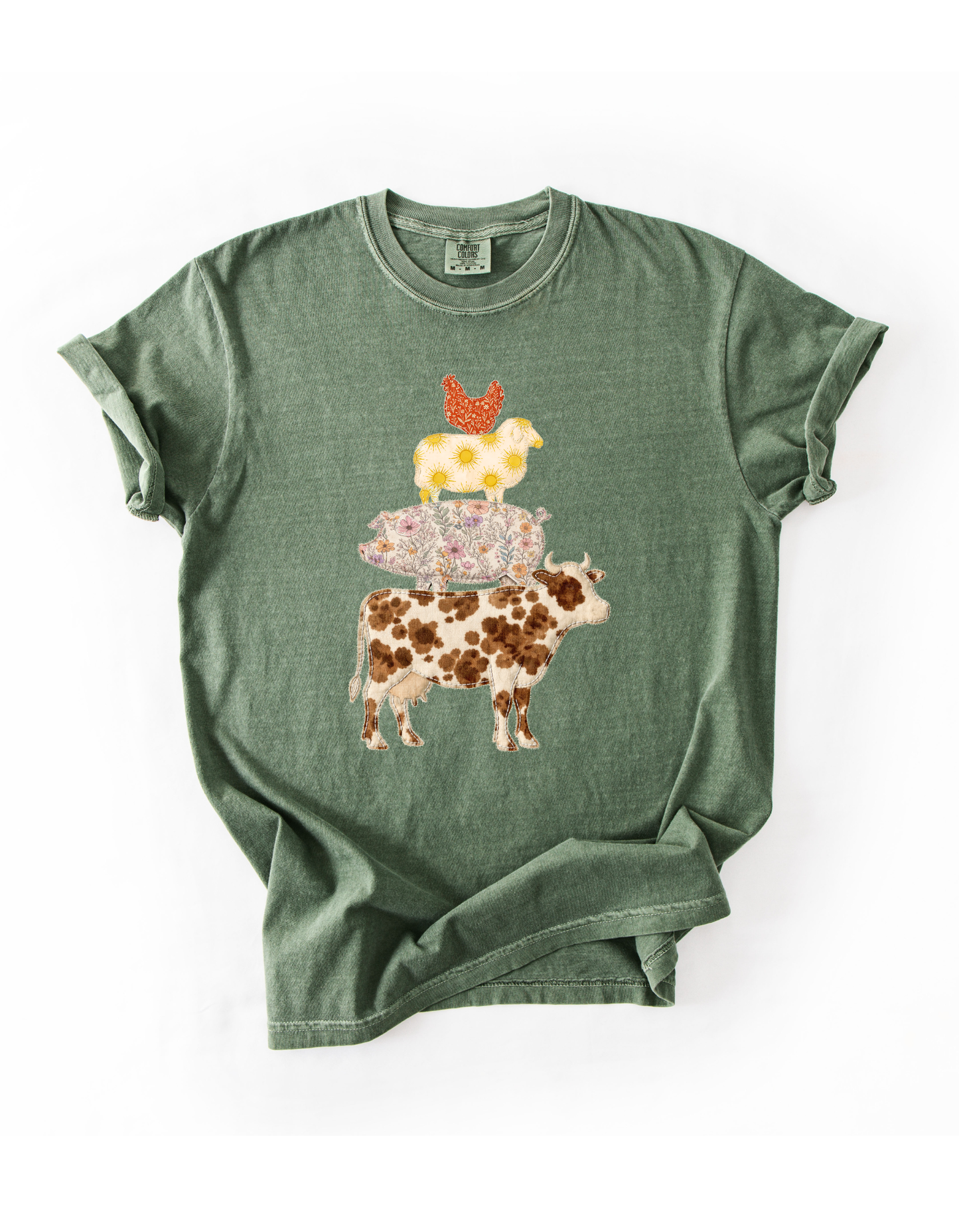 Patchwork Stacked Farm Animals T-Shirt