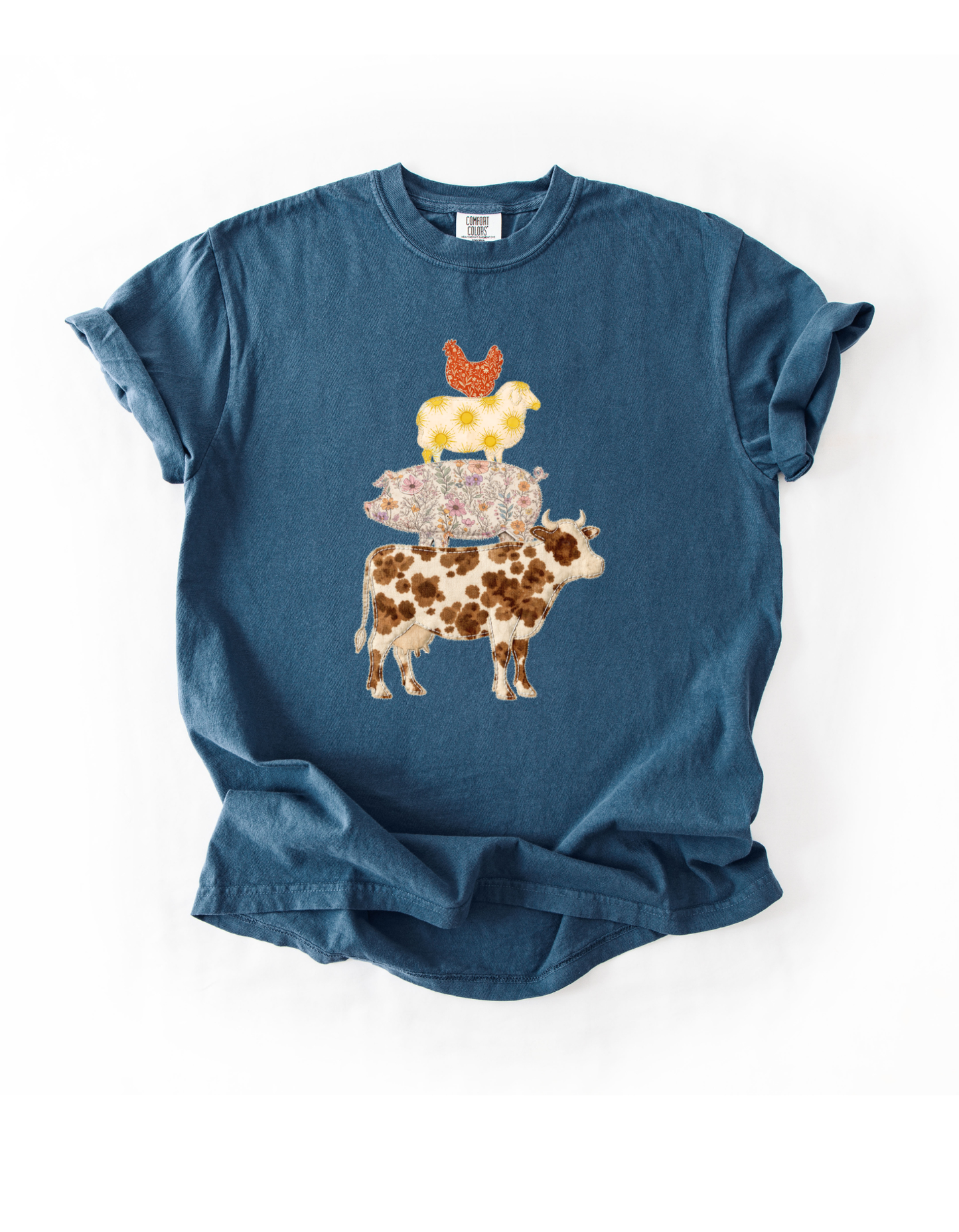 Patchwork Stacked Farm Animals T-Shirt
