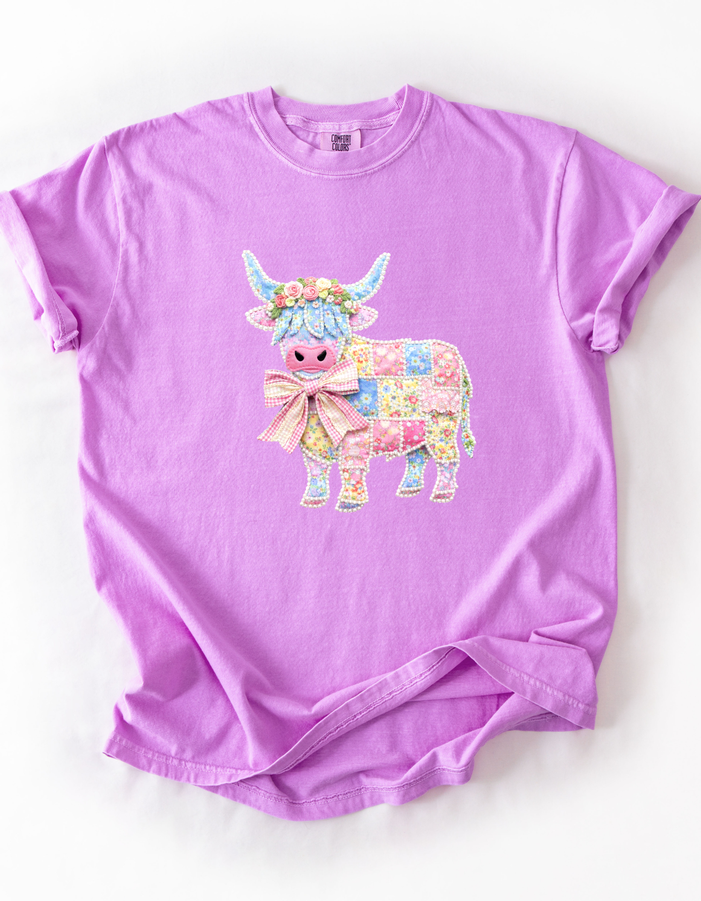 Highland Cow Patchwork T-Shirt