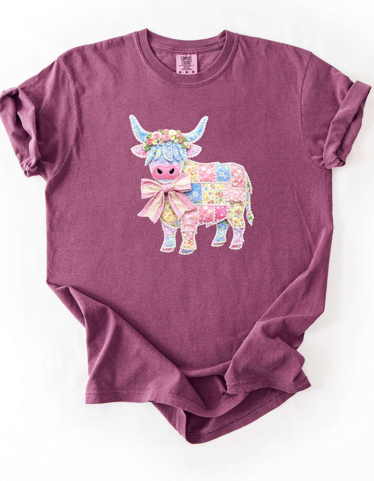 Highland Cow Patchwork T-Shirt
