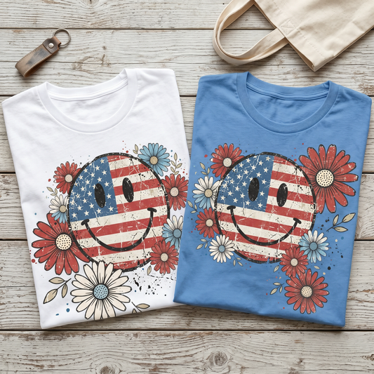 4th of July Top - Smiley Face Patriotic T-Shirt