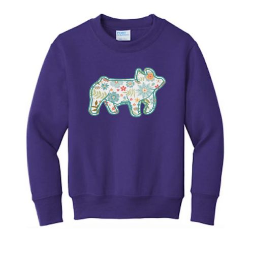 Floral Pig Crewneck-Youth