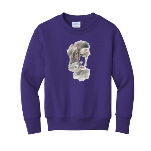 Brown Swiss Cow & Calf Crewneck- Youth