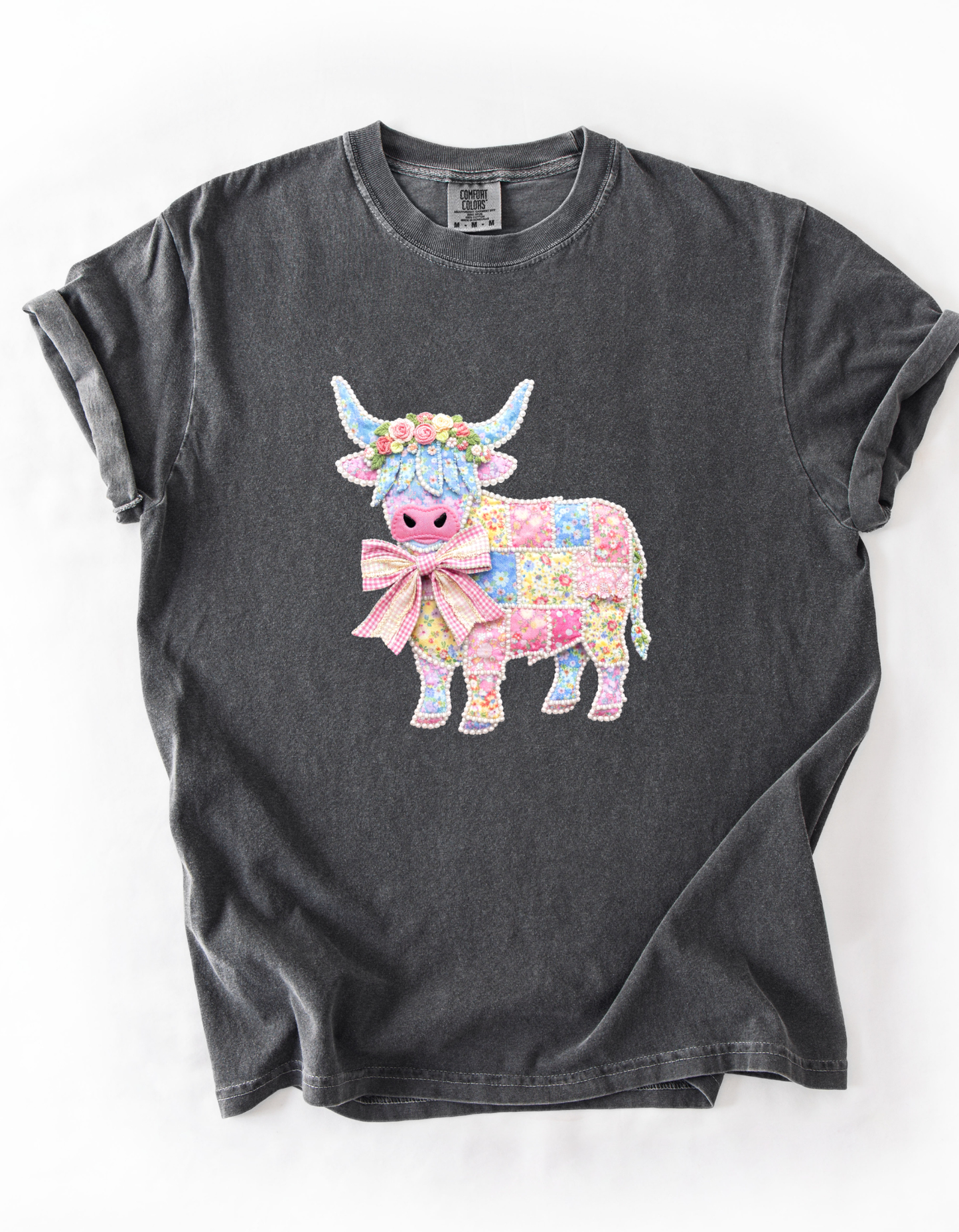 Highland Cow Patchwork T-Shirt