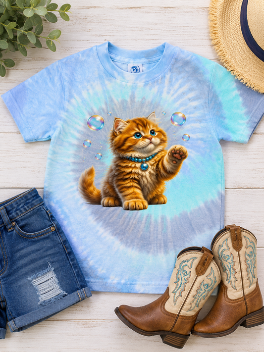 Orange Kitten Bubbles T-Shirt