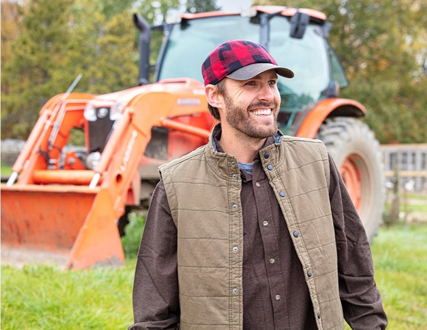 Timber Buffalo Plaid Ball Cap with Inside Earflaps
