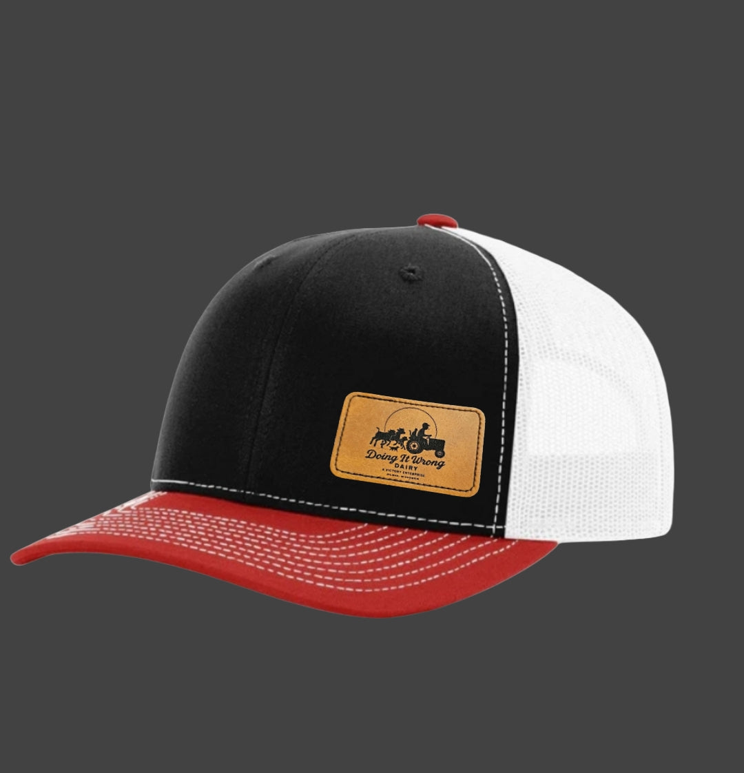 Doing it Wrong Dairy, Leather Patch - Richardson 112 Trucker Cap