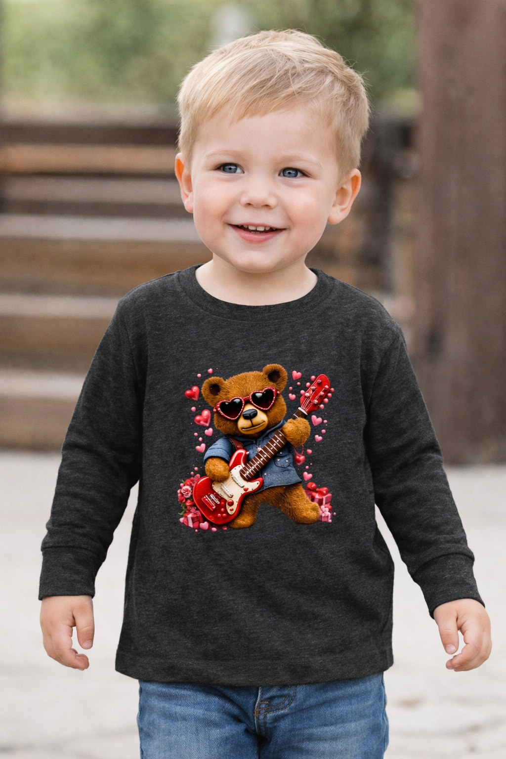 Valentine's Bear Kids Longsleeve