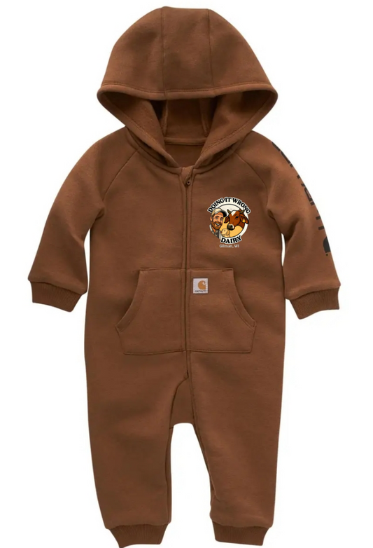 Doing it Wrong Dairy Logo ~Infant Long Sleeve Fleece Zip-Front Coveralls