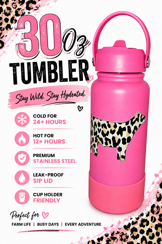 30OZ Tumbler, Leopard Beef Siloutte