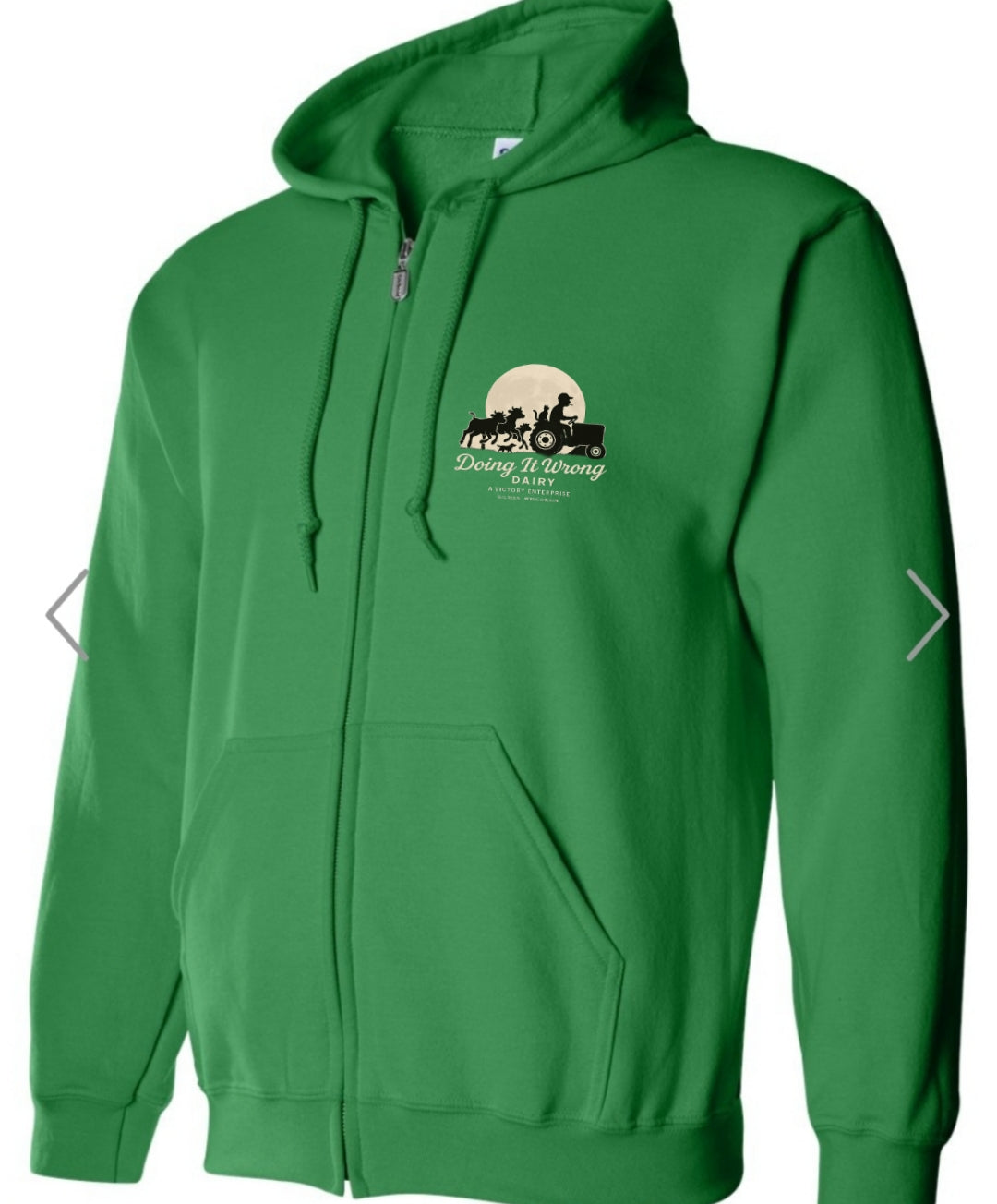 Gildan
Unisex Heavy Blend™ Full-Zip Hooded Sweatshirt - 18600 Doing It Wrong Dairy, Tractor Animals Chasing Logo