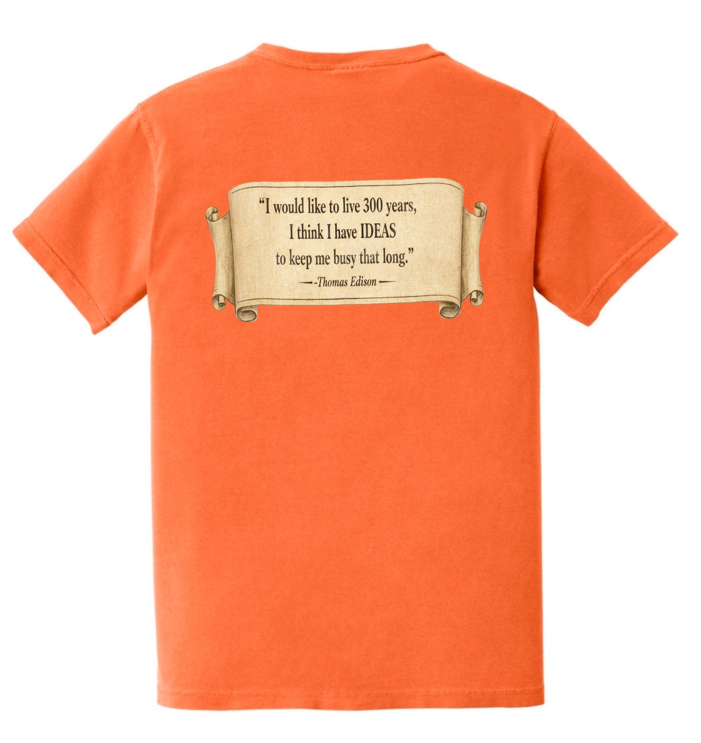 Heavy Cotton Pocket T-Shirt, Thomas Eddison Ideas Phrase- Black