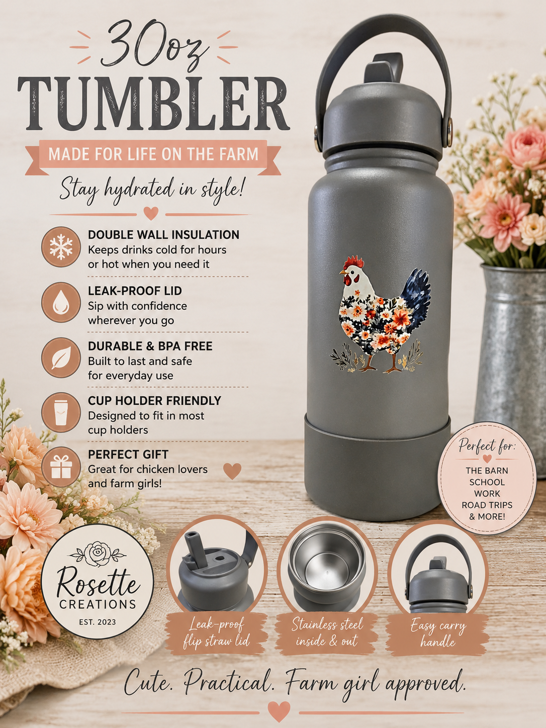30OZ Tumbler, Chicken
