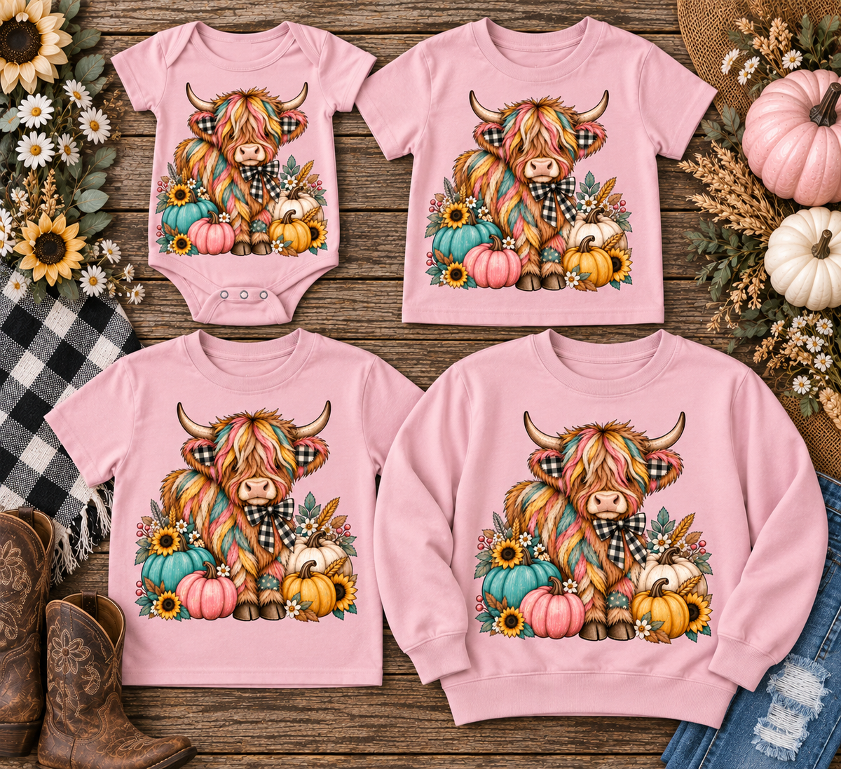 Cute Fall Highland Cow Top