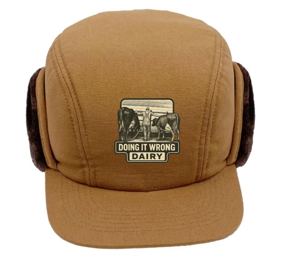 Brown Duck Cap with Flaps- Cows & Tristan