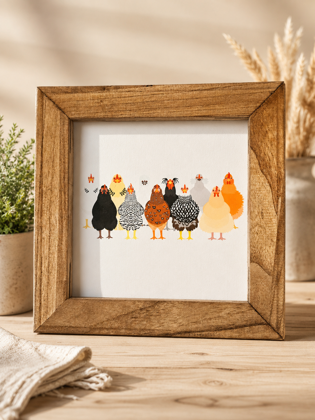 Chicken Breeds Framed Canvas Decor