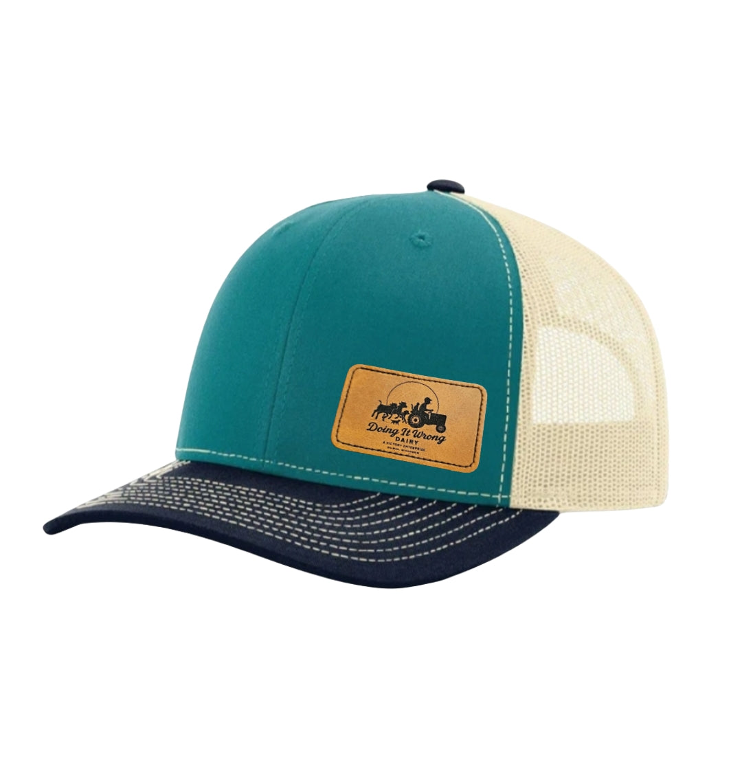 Doing it Wrong Dairy, Leather Patch - Richardson 112 Trucker Cap