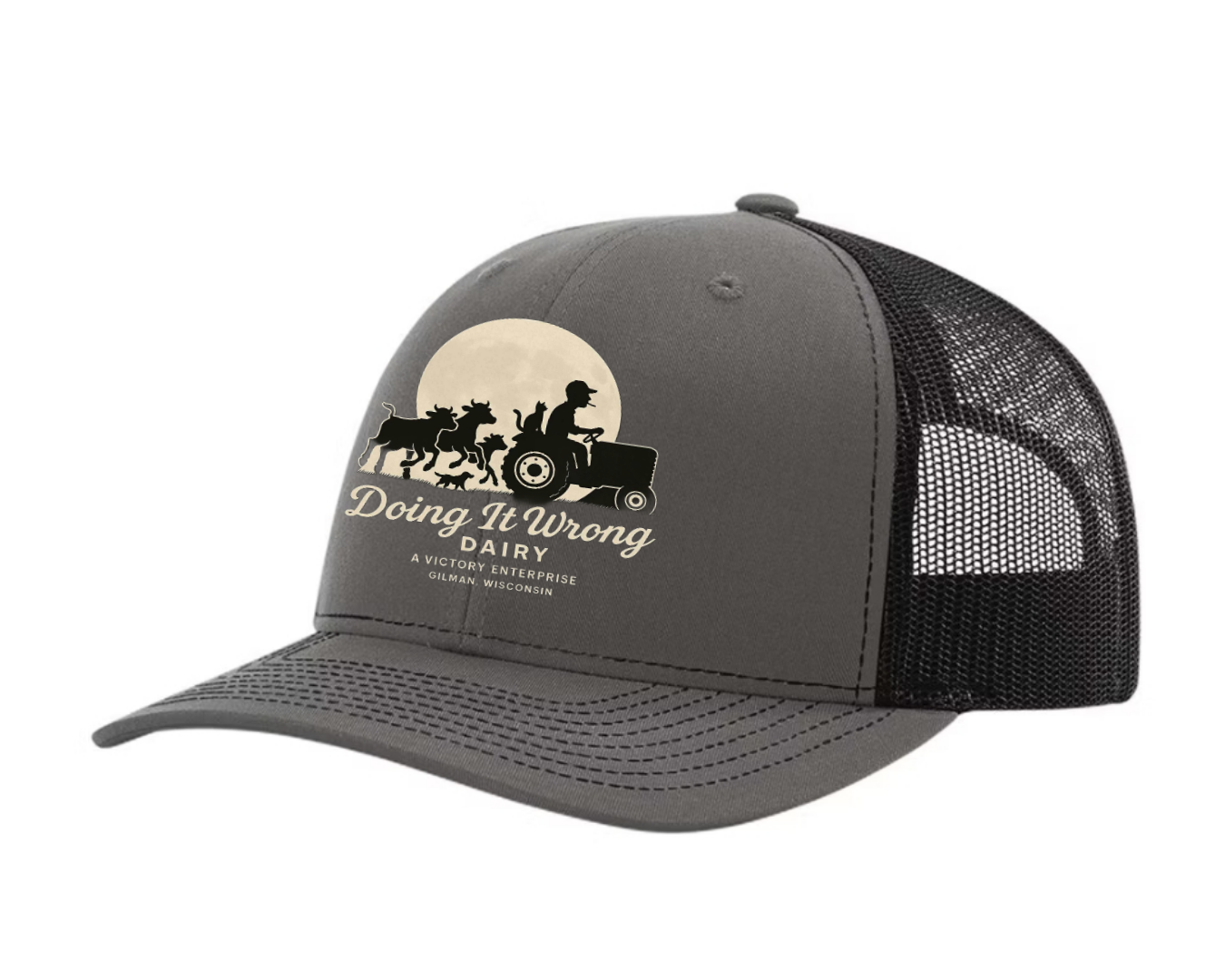 Richardson 112 Trucker Hat, Charcoal/Black