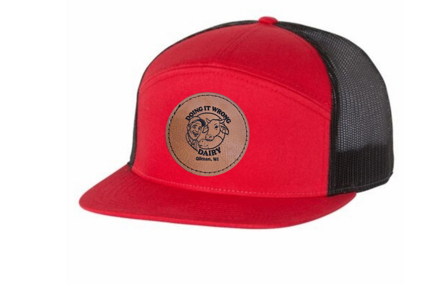Doing it Wrong Dairy Leather Patch Trucker Hat