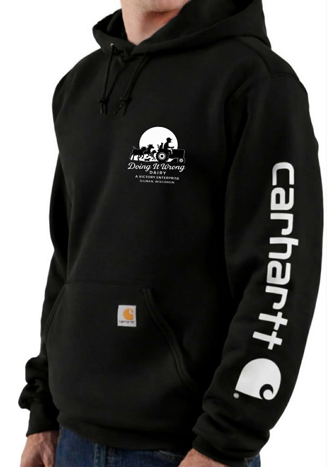 Carhartt K288 - Loose Fit Midweight Hoodie Doing it Wrong Dairy Pocket Size Logo Black / White