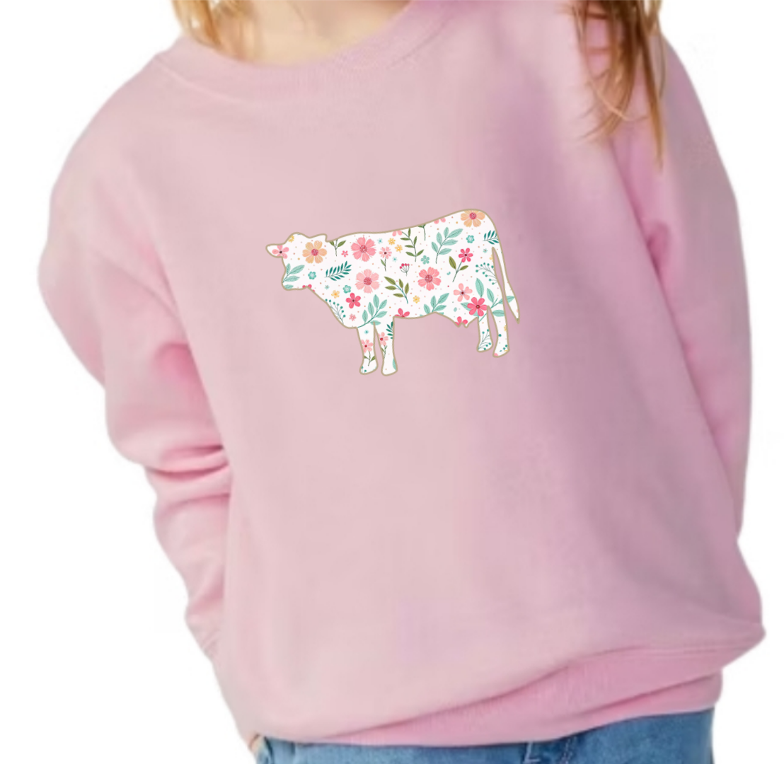Light Pink Cow Crewneck