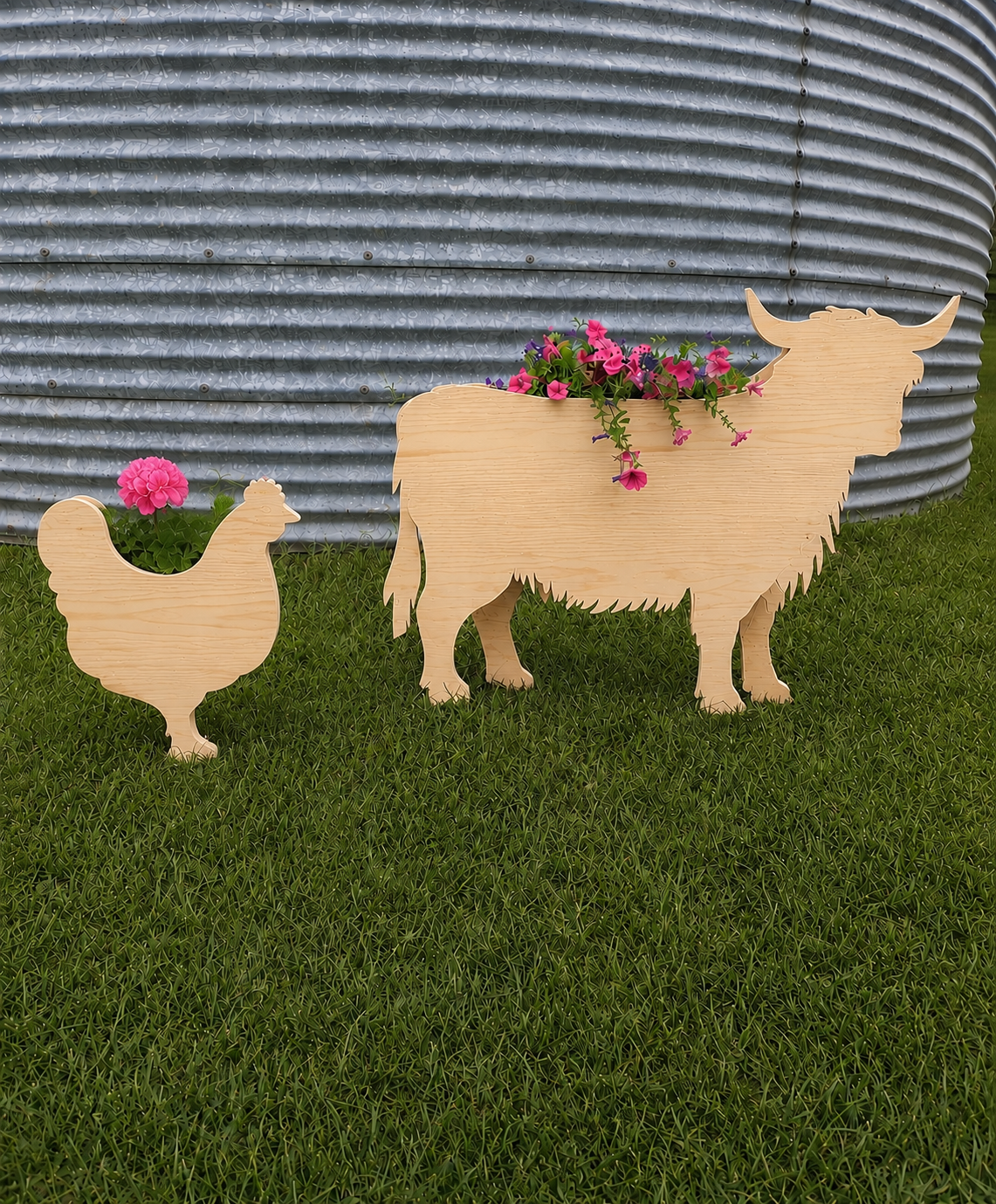 Farm Animal Siloutte Flower Planter, Garden Decor