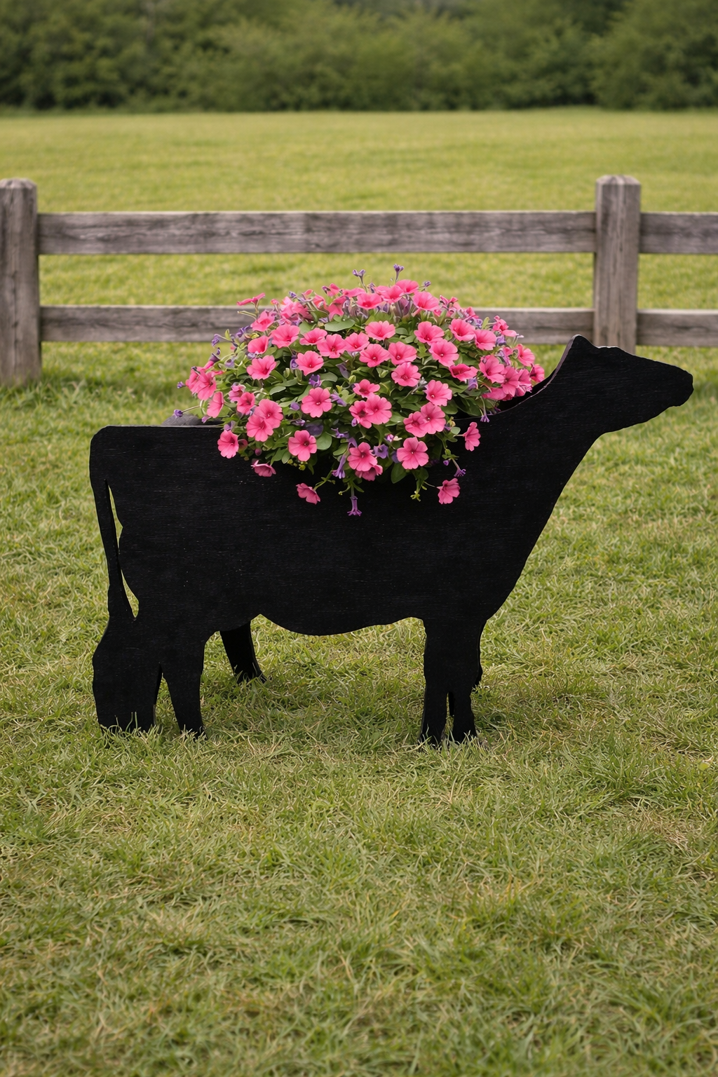 Dairy Cow Wood Decor Flower Planter