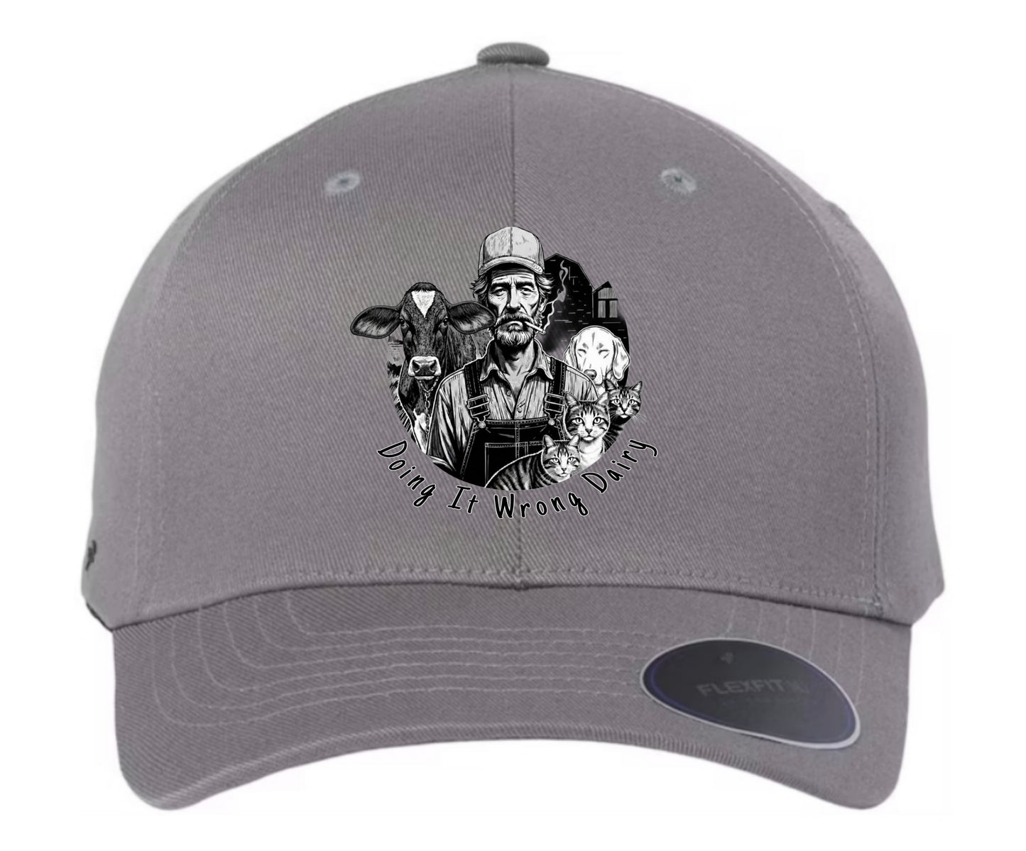 Doing It Wrong Dairy,  Grey Logo - Flexfit 6100NU