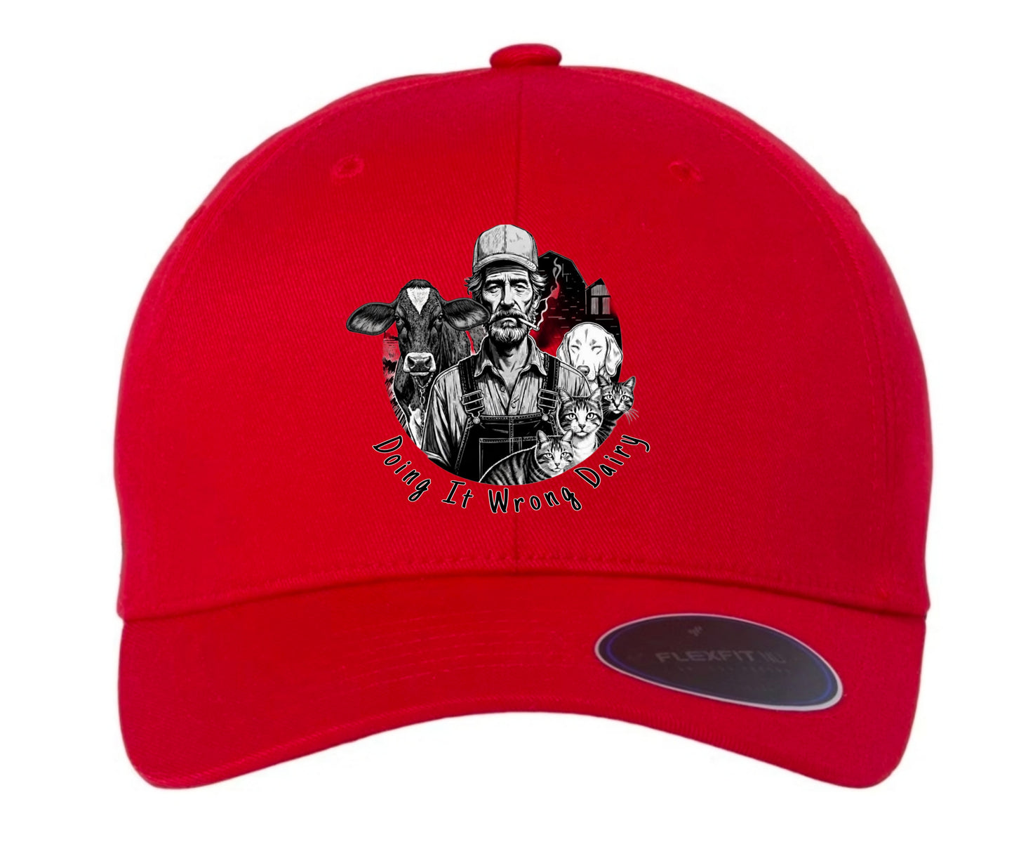 Doing It Wrong Dairy,  Grey Logo - Flexfit 6100NU