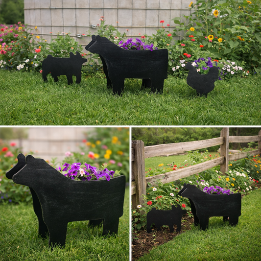 Farm Animal Siloutte Flower Planter, Garden Decor