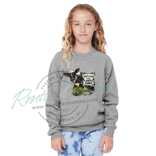Just A Kid That Loves Cows Crewneck or Longsleeve